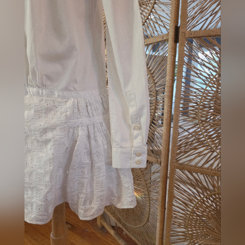 **Hold**Thakoon Button Down Shirt Dress Eyelet Flare Size 4 - Picture 4 of 10